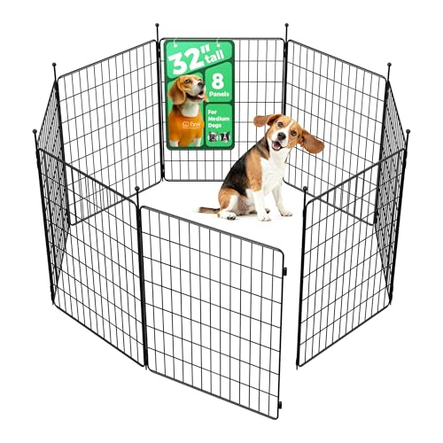 FXW MiniPaws Dog Playpen, Indoor, Yard & RV Camping, 32" H, 8 Panels | Portable, Expandable Layout, Tool-Free Setup, For Small & Medium Dogs - size: 32"H