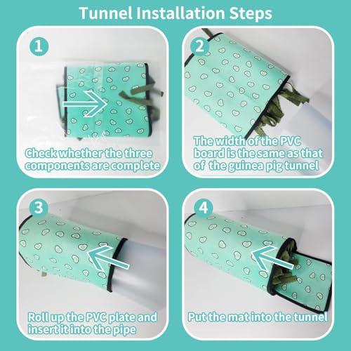 PINVNBY Guinea Pig Hideout Washable Guinea Pig Tunnel with Curtains Soft Hamster House with Cushion for Chinchillas Hedgehogs Hamster Bunny Ferrets and Rat Cage Accessories(Blue)