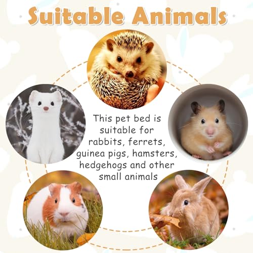kathson Rabbit Cave Sleeping Bed Guinea Pig Hideout Cozy House Pet Soft Warm Fleece Winter Slipper Cushion Small Animal Nest Cage for Ferrets Squirrel Hamster Chinchilla Rat Hedgehog Bunny - color: Dark Gray