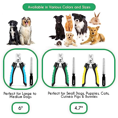 Candure Dog Nail Clippers Professional Pet Nail Clipper Suitable for Cats, Rabbits and Guinea Pigs - Safety Lock/Protective Guard to Avoid Over Cutting (Green, Medium to Small) - color: Green, size: Medium to Small Pets