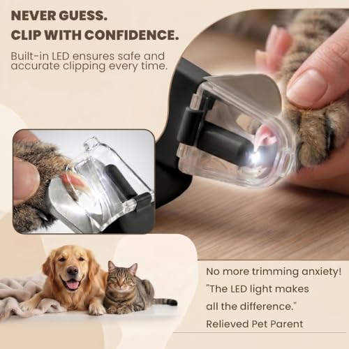 2-in-1 Dog & Cat Nail Clipper and Grinder with Light - USB Rechargeable Pet Nail Trimmer with Safety Guard for Thick Nails, Quiet Professional Grooming Tool - color: black