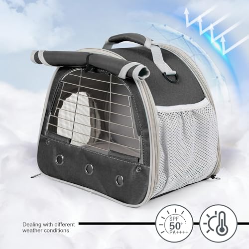 Portable Small Animal Carrier Bag with Metal Fence for Great Ventilation, Pet Travel Carrier Cage for Guinea Pigs Hamster Rabbit Bunny Squirrel Tortoise Sugar Glider - color: Black