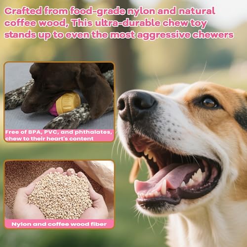 Frozen Treat Dispensing Dog Toy for Aggressive Chewers, Indestructible Chew Toys, Slow Puzzle Feeder for Small Medium Large Breed to Keep Them Busy, Reduces Anxiety, Easy to Clean, Pink - color: Pink