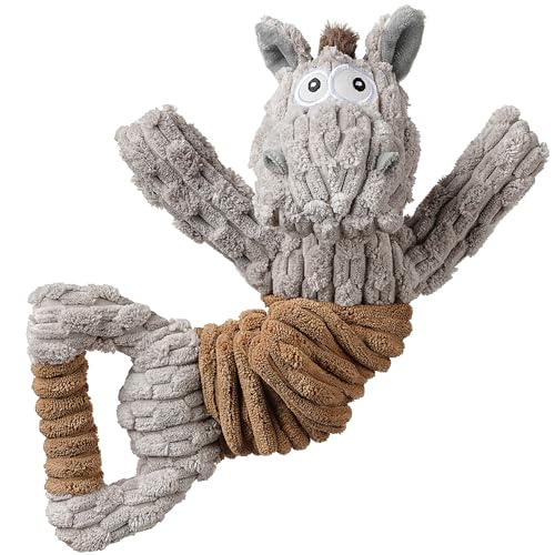 Tug of War Dog Toy, Crinkle Dog Toys for Large Dog, Soft Dog Plush Toy with Squeaky, Stuffed Animal for Dogs (Tug Series, Donkey)