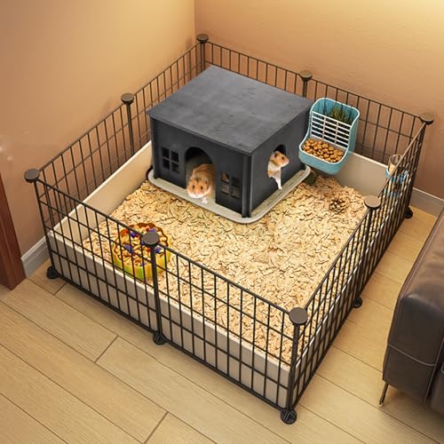 Wooden Hamster Hideout with Window Door, Soft Mat | Detachable Small Animal Guinea Pig House, Woodland House Habitats Decor for Chinchilla Mice Gerbils Mouse Dwarf