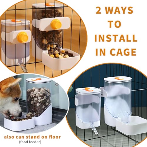 24oz Rabbit Water Dispenser No Drip for Cage, Hanging Automatic Guinea Pig Water Bottle Large Small Aniaml Cage Accessories for Ferret Guinea Pig Rat Rabbit (White)
