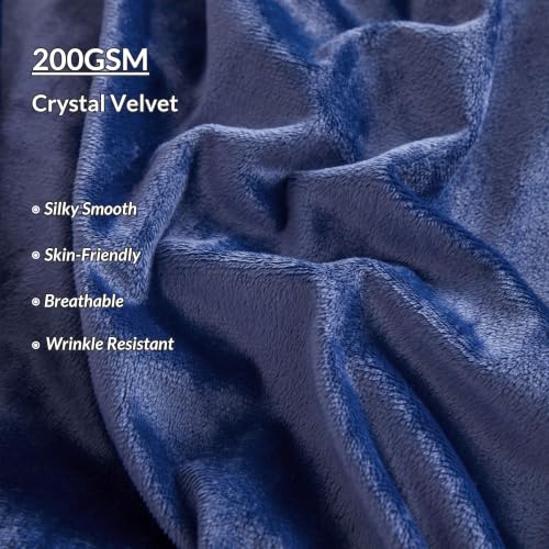 XeGe Luxury Bubble Fluffy Faux Rabbit Fur Bed Blanket King Size, Navy Blue | 104"x90", Double-Sided, Hypoallergenic, No-Shed, Washable, Warm Furry Blanket for Master Bedroom, Couples & Family Snuggling - color: Navy Blue, size: King (104" X 90")