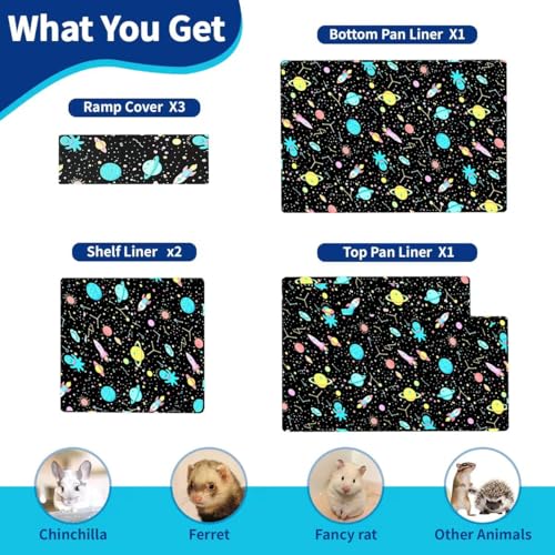 YKD Ferret Cage Liners for Ferret Nation & Critter Nation Cages | Waterproof Chinchilla Cage Accessories, Washable Bedding, for Ferrets, Chinchillas, Rats (Black, Double Unit Set) - size: Double Unit Set