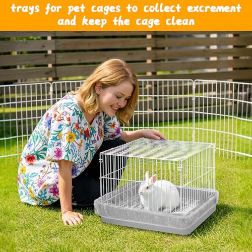 60 Pcs Disposable Plastic Cage Liners 27x19 inch Clear Bunny Litter Box Liners Elastic Small Animals Toilet Film Cover Bags for Hamster Ferret Hedgehog Guinea Pig