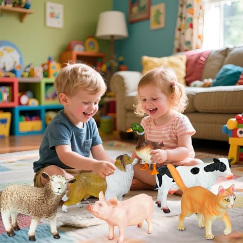6 Pack Soft Jumbo Farm Animal Toys,Big Realistic Animals Farm Figures for Kids Toddlers Boys Girls 1 2 3 4 5Year Old,Christmas Brithday Gift
