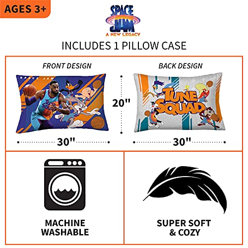 Franco Kids Bedding Super Soft Microfiber Reversible Pillowcase, 20 in x 30 in, Space Jam 2 A New Legacy - color: Space Jam 2 a New Legacy