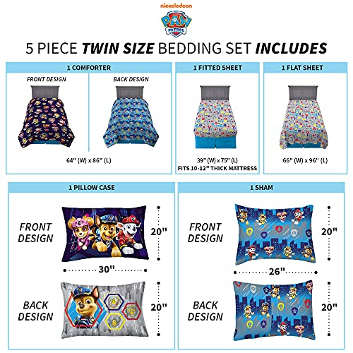 Franco Kids Bedding Super Soft Comforter and Sheet Set with Sham, 5 Piece Twin Size, Paw Patrol Movie - color: Paw Patrol Movie, size: 5 Piece Twin Size