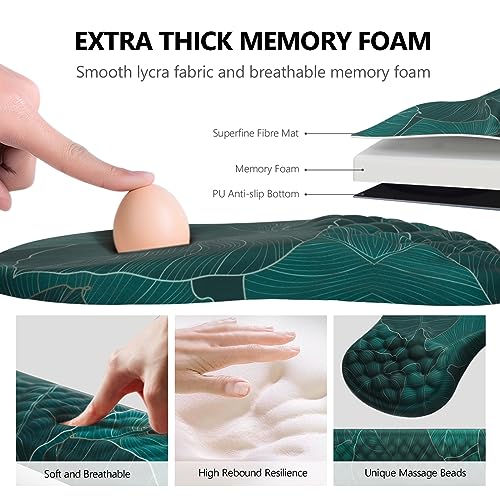Ergonomic Mouse Pad with Wrist Support and Keyboard Wrist Rest Set | Memory Foam Wrist Cushion, Non-Slip PU Base, Massage Design, Relieves Wrist Pressure for Work, Gaming & Office Use - color: Banana Leaf Green