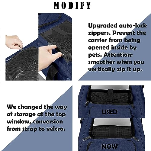 GAPZER Medium Cat Carrier Large Cat 15 lbs+ Soft Pet Car Cage Small Puppy | Privacy Protection Big Kitten Car Travel Cloth Carry Bag up to 20 lbs, Small Animal Portable Mesh Kennel Cage for Vet Visits - color: Navy