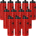 12 Pack 20 oz Spider Web Plastic Water Bottles Bulk, Red Reusable Squeeze Water Bottles with Pull Top Lid, Portable Leakproof for Spider Birthday Party Supplies, Party Favors - style: Spider
