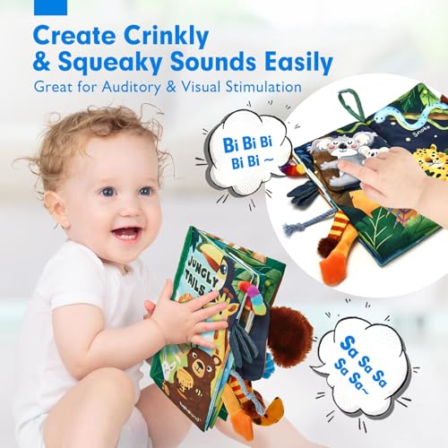 hahaland Baby Books 0-6 Months,Infant Tummy Time Toy Sensory Toys | 6 to 12 Months Touch Feel Book Travel Toy Gifts for Boy Girl 0-3 Month Baby Shower Birthday Easter Basket Stuffers 1PCS - style: A - Jungle - 1 Book
