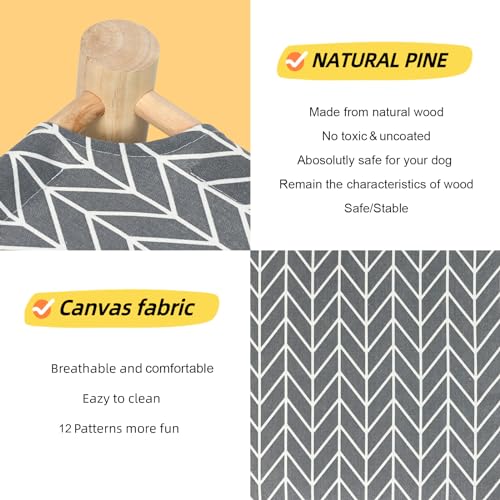 Patas Lague Cat Hammock Bed Small Eleveted Dog Bed 19x19 in Arrow | Brethable Wooden Pet Bed, Cooling Rabbit Cot, Outdoor Cat Furniture For Summer - color: Arrow
