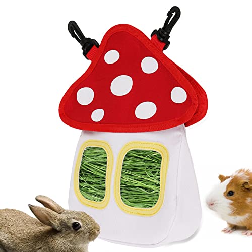 Bunny Hay Feeder, Hanging Rabbit Hay Feeder Bag for Bunnies Guinea Pigs Chinchillas Hamster