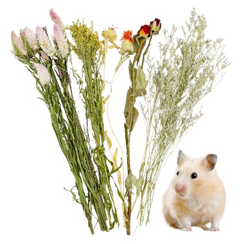 Fhiny Natural Hamster Bedding, Flower & Herb Hamster Bedding Mate Hamster Sprays Gerbil Habitat Decor Accessories for Dwarf Syrian Hamster Gerbil Mouse Mice Lemming Degus or Other Small Pets