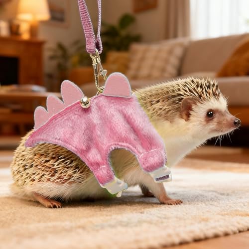 Adjustable Hedgehog Harness and Leash Set - Escape-Proof Small Animals Harness for Hedgehogs, Ferrets, Hamster - Soft, Lightweight & Comfortable (Pink, M) - color: Pink