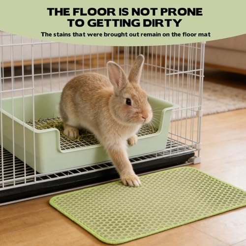 Guinea Pig Litter Box, Rabbit Litter Box, Low-Entry Plastic Bunny Litter Pan with Steel Grids and Broom, Small Animal Training Potty Animal Bedding Toilet for Hamster Chinchilla Guinea Pigs