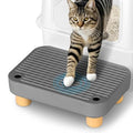 Litter Box Step, Litter Box Ramp/Catcher with Wooden Base, Anti-Tracking & Easy to Clean, Ideal for Small & Elderly Cats (Dark Gray) - color: Dark Gray