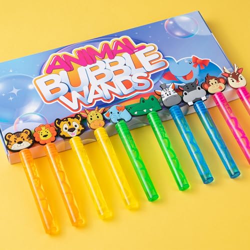 WHALEISLAND 20PCS Safari Animal Bubble Wands, Jungle Party Favors for Kids | Wild Zoo Animal Toys, Birthday Party Supplies, Goodie Bag Stuffers, Wild One Birthday Gifts and Baby Shower Favors - style: ANIMAL