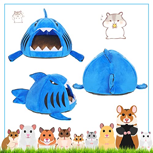 Jetec Shark Guinea Pig Bed Hideout Guinea Pig Animals Bed House Warm Small Hamster Nest Sleeping Mat Cushions Dutch Hamster Hedgehog Rat Chinchilla(Navy Blue) - color: Navy Blue