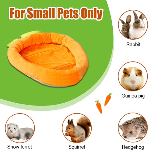 MiOYOOW Guinea Pig Bed, Carrot Shape Rabbit Beds Machine Washable Small Animals Warm Cushion with Anti-Slip Rubbers for Hamsters Ferrets Hedgehogs Chinchillas
