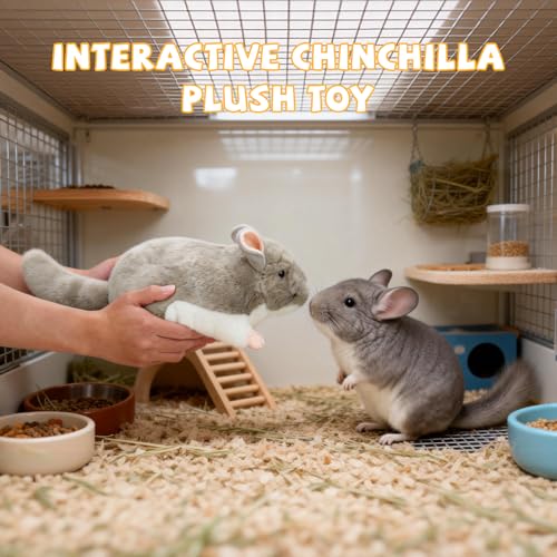 YUEPET Soft Chinchilla Cuddler Plush Toy, Guinea Pig Plush Toy for Cages | Chinchilla Cage Accessories, Chinchilla-Shaped Plush, Thick Plush Fabric, Flat Base, Washable, For Indoor Cages