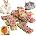 Abizoo 10pcs Timothy Hay & Alfalfa Chew Toys - Natural Crunchy Treats with Wheat Calendula Rose High Fiber for Teeth Care & Digestive Health for Bunnies, Guinea Pigs, Hamsters, Chinchillas, Gerbils