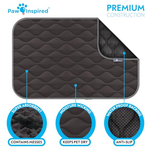 Paw Inspired Washable Padded Crate Mats for Dogs, Gray, 41x28 Inch | Fits 42-inch Kennels, Leakproof, Waterproof Bottom, Plush Dog Pad, Pet Bed - color: Gray, size: 42 Inch
