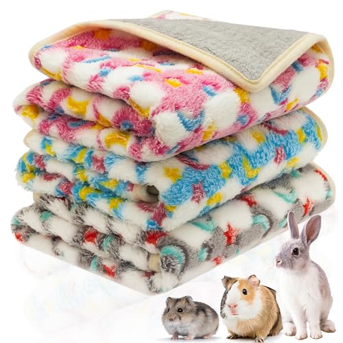 3PC Rabbit Bedding Mat Washable Soft Cage Liner Sleep Pad Fleece Blankets for Small Animals Guinea Pig Rat Ferret Chinchilla Hedgehog Hamster (L) - size: L