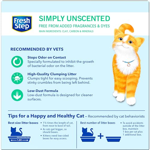 Fresh Step Cat Litter, Unscented, Odor Control | Clumping Formula | Activated Charcoal | 14 lb | Pack of 2 - size: 14lb (Pack of 2)