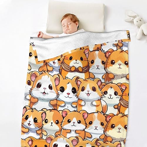 Hamster Throw Blanket for Kids Pets Gifts, 40” x 30” | Soft Flannel, Lightweight but warm, Machine washable, HD print, Wrinkle & shrink resistant, Anti-pilling, Suitable all ages - color: Hamster Blanket 1, size: XS(30"X40")