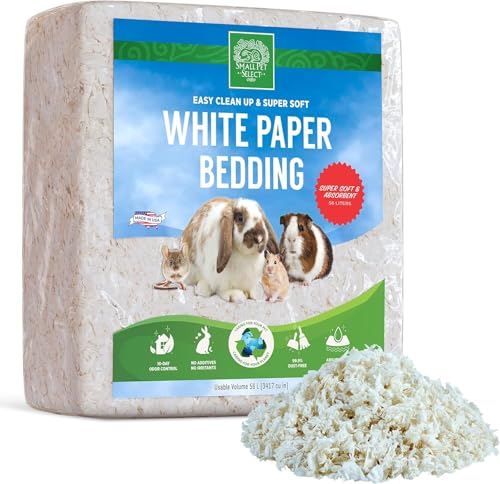Small Pet Select White Paper Bedding, Guinea Pig, Odor Control, 56 L | Soft Absorbent Natural Bedding, Made in USA, For Rabbits, Hamsters, Bunnies, Chinchillas & Small Pets - size: 56L