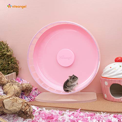 Niteangel Super-Silent Hamster Exercise Wheels: Quiet 10 inch Running Wheel | Can 10.6-13.4" Adjustable Height - No Bend Back Spinner Running for Dwarf Syrian Hamster Gerbils Mice Or Other Small Animal - color: Pink, size: Medium