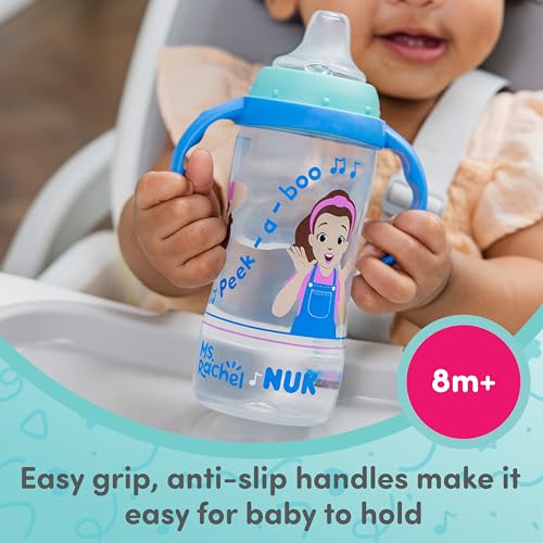 NUK Learner Cup, Ms. Rachel, 10 oz, 8+ Months, 2 pack – Soft Spout, Easy-Grip Handles, BPA Free, Spill Proof Transition Sippy Cup - color: Ms. Rachel