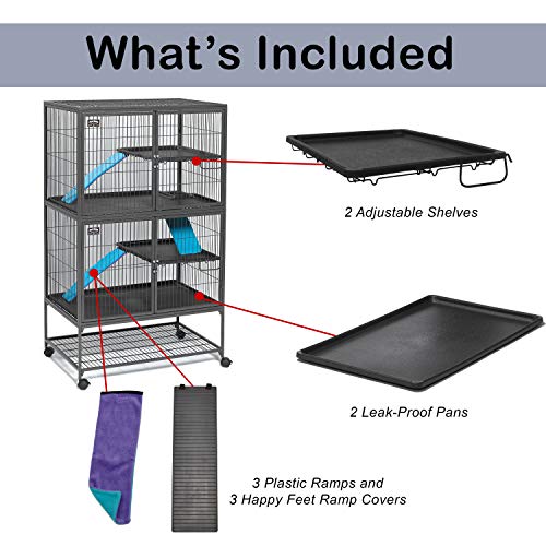 MidWest Homes for Pets Ferret Nation Add-On Unit Small Animal Cage, No Stand, Expands Models 181 or 182 - color: Black: 1 Inch Wire Spacing: Ferret Nation, size: Add-On Unit