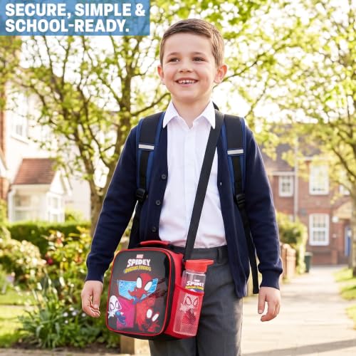 Get Trend Marvel Spidey and His Amazing Friends Boys Lunch Box 3Pc Set | Kids Insulated Lunch Bag with BPA-Free Water Bottle and Snack Box, Back to School Ghost Spider, Miles Morales Gifts for Boys - color: Red/Black Spidey and Friends