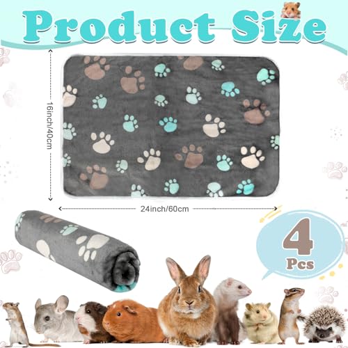 Panelee 4 Pcs 24 x 16 Inch Waterproof Dog Puppy Pads Soft Cat Blankets Dog Sleep Mat Absorbent Pet Blanket Paw Pattern Whelping Warm Pads Fleece Puppy Potty Training Pad Reusable(Black) - color: Black