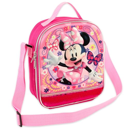 Minnie Mouse Lunch Bag for Girls Bundle w/Insulated Lunchbox + More | Soft Minnie Lunch Box Plus Water Bottle, Stickers, More - Minnie Mouse School Supplies