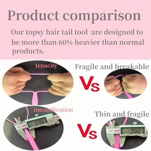 Hair Styling Tool Set 8 Pieces -4 Topsy hair Tail Tools 2 Rat Tail Combs, 1 Slick Back Hair Bristle Brush and 1 Edge Control Brush, Woman Girl Pink