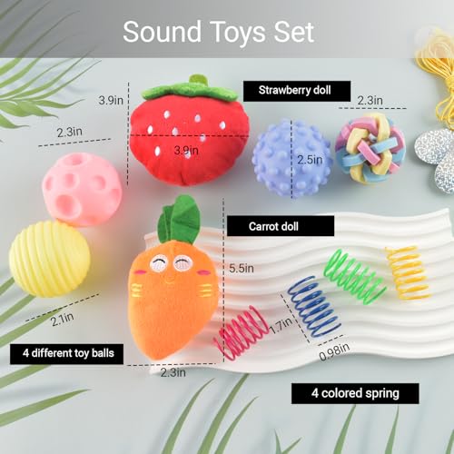 Ferret Toys Set Teething Balls Squeaky Toys Chew Toys | 12 Pack Colorful Teething Balls Squeaky Toys Cute Ferret Plush Toy Interactive Ferret Rat Small Animals Cage Exercise