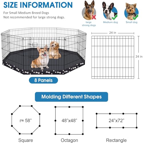 Peekaboo Dog Playpen 24 Inch, 8 Panel Metal Pet Fence with Bottom Pad | Playpen + printing pad，8 Panel Foldable Rustproof Pet Playpen,Climate Pledge Friendly Choice - style: Playpen + printing pad