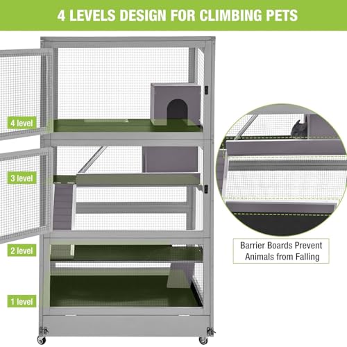GUTINNEEN Large Ferret Cage Rat Cage 4 Levels Small Animal Cage for Chinchilla, Hedgehogs, Squirrel, Chameleon, Lizard, Gerbils Anti-Chewing - size: 36.0"L x 25.0"W x 63.2"H