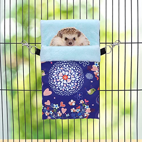 Wontee Small Pet Sleeping Pouch Sleep Bag Warm Bed Hideout for Hamsters Hedgehogs Sugar Gliders Squirrels (M, Blue Elk) - size: M