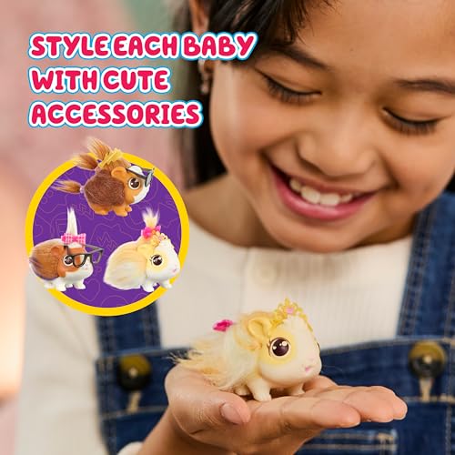 Little Live Pets Mama Surprise Guinea Pig Plush Toy, Interactive Stuffed Guinea Pig Hutch and 3 Babies, Animal Plush with 20+ Sounds, Toys for Ages 4+ - style: Guinea Pig