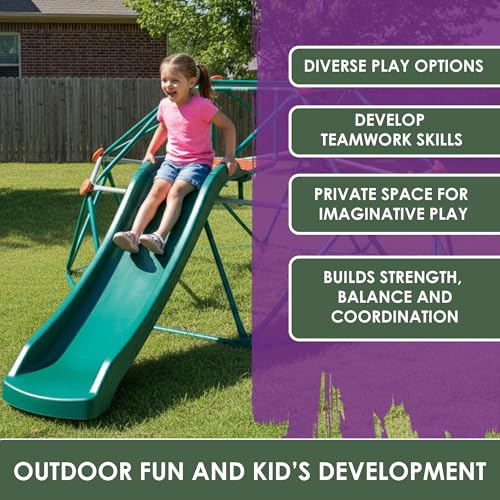 Plum Deimos Climbing Dome with 4FT Slide - Outdoor Toddler Jungle Gym, Monkey Bars, Playground Sets for Backyards, Play Equipment for Kids, Durable, Sturdy, Rust Resistant, Easy Assembly, Ages 3+ - size: 4ft Slide
