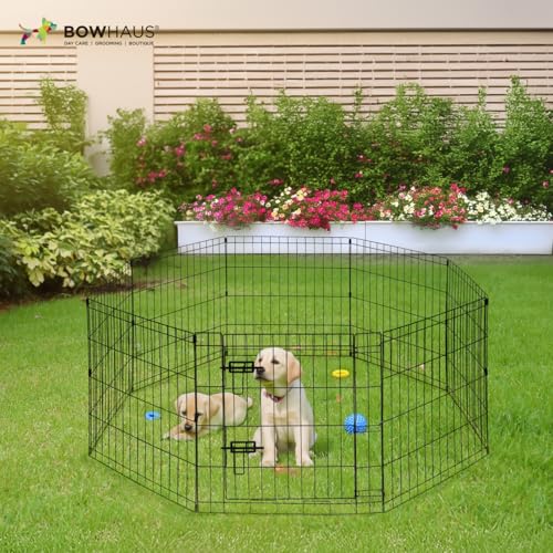 Foldable Outdoor/Indoor Pet Playpen with Gate, Available in 36 Inch Height Metal Portable Kennel, Heavy-Duty Exercise Fence Cage 8 Panels for Large Dog, Animals - style: 36 Inch